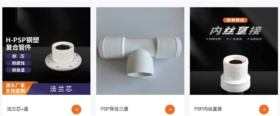 PSP 钢塑复合压力管管件规格怎么定?如何适配工程?(图1) 联景管道PSP钢塑复合压力管管件(部分).png